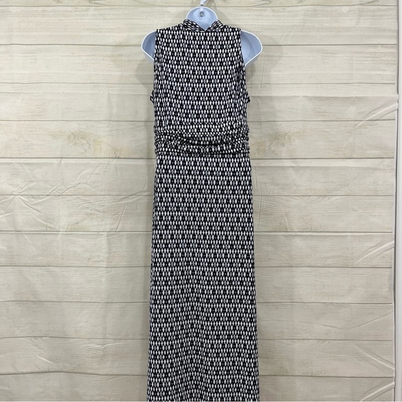 Vince Camuto Dress Blue White V Neck Sleeveless Maxi - Picture 9 of 16